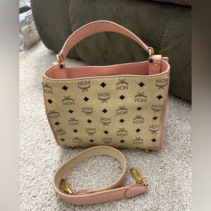 MCM Pink and Beige Shoulder Bag